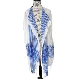 J.Crew Women's Blue White Striped Cotton Cover Up Tunic Beachwear One size